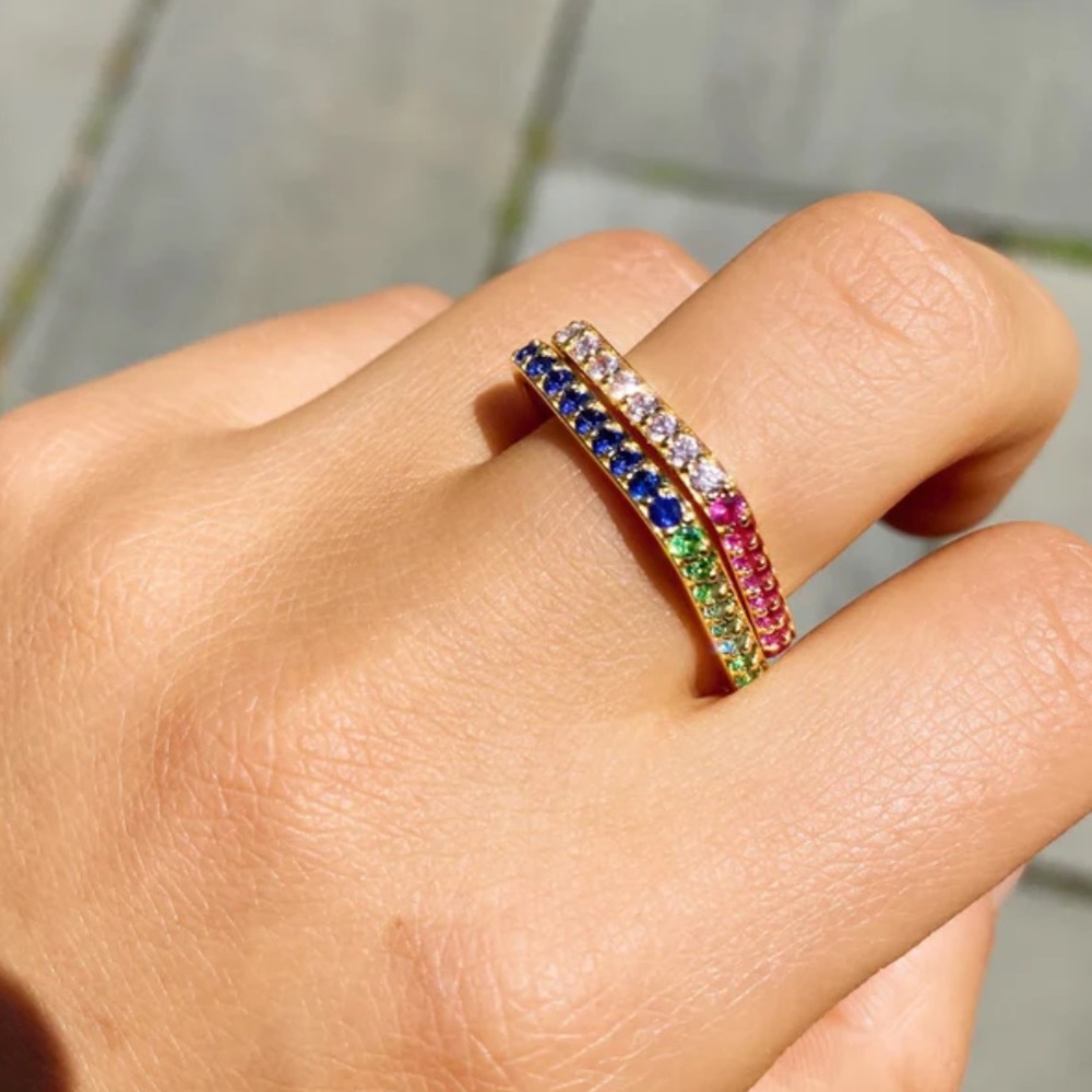 Alexa Leigh Undecided Think Twice Ring 14k Y Gold CZ Ruby Citrine Blue Topaz